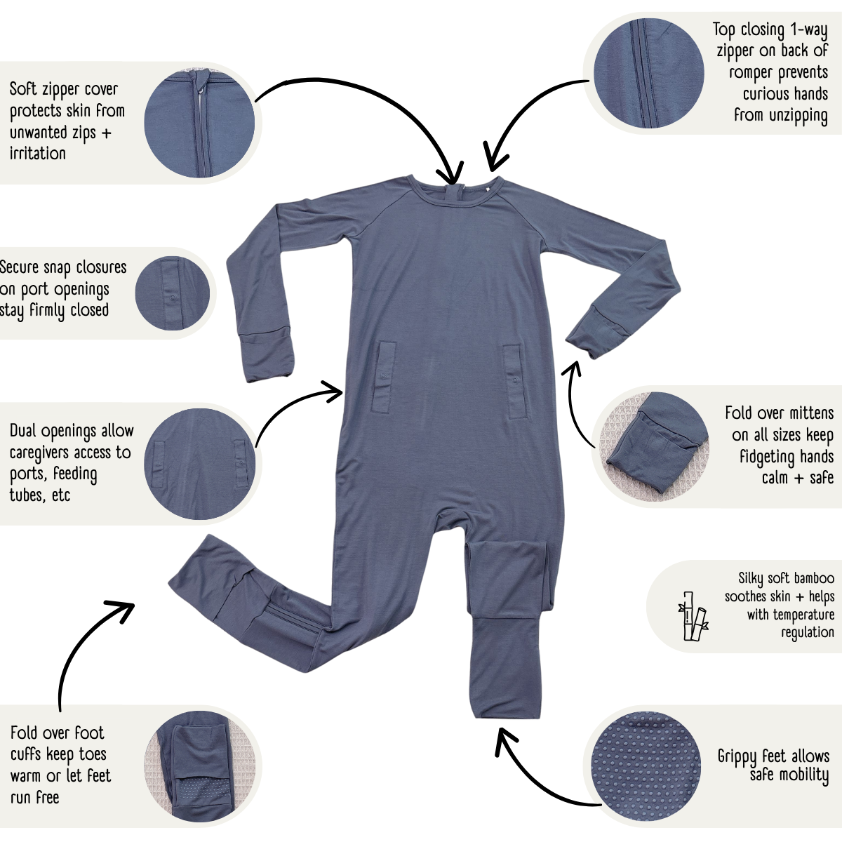 Little Locals PALS Sleep + Play Long Sleeve Romper - Night