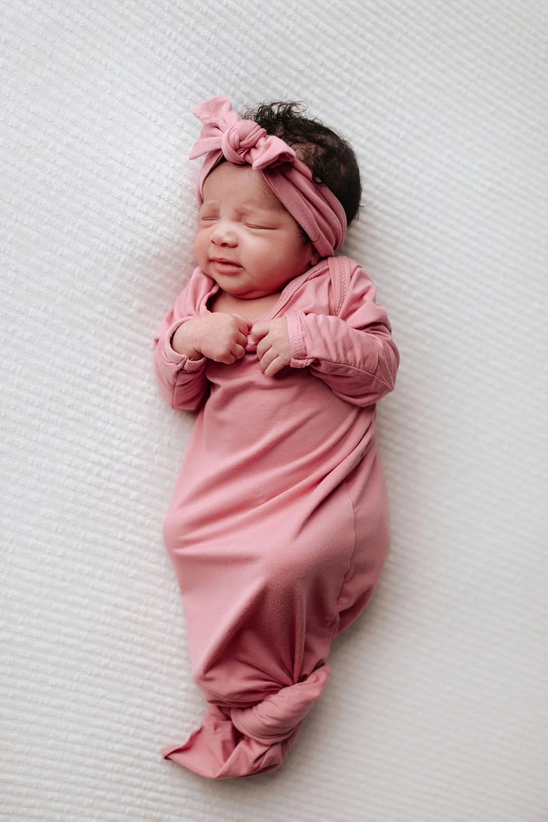 Three Little Tots - Knotted Newborn Gown - Rose