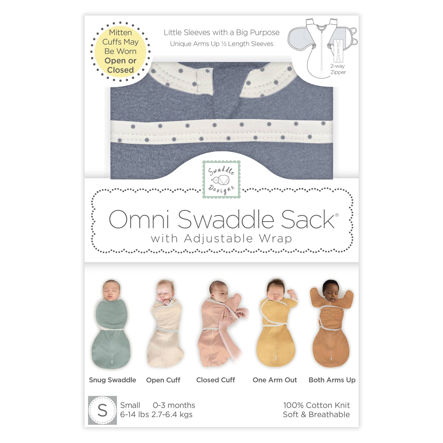 Heathered Green - SwaddleDesigns - Omni Swaddle Sack Newborn 0-3 Mo: Small 0-3 Mo