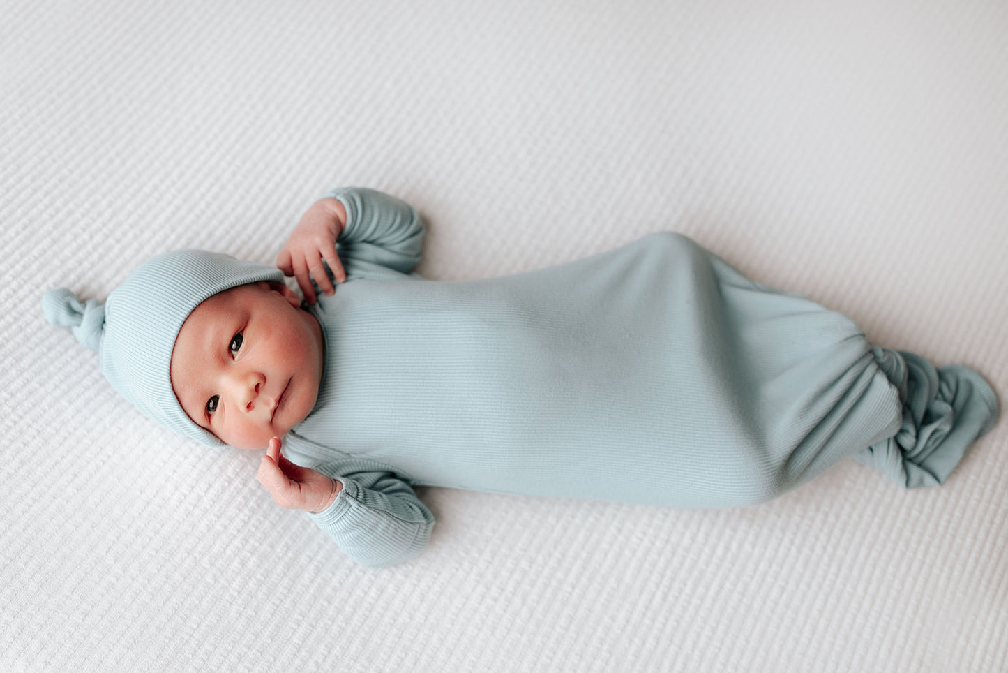 Three Little Tots - Knotted Newborn Gown - Blue Bird