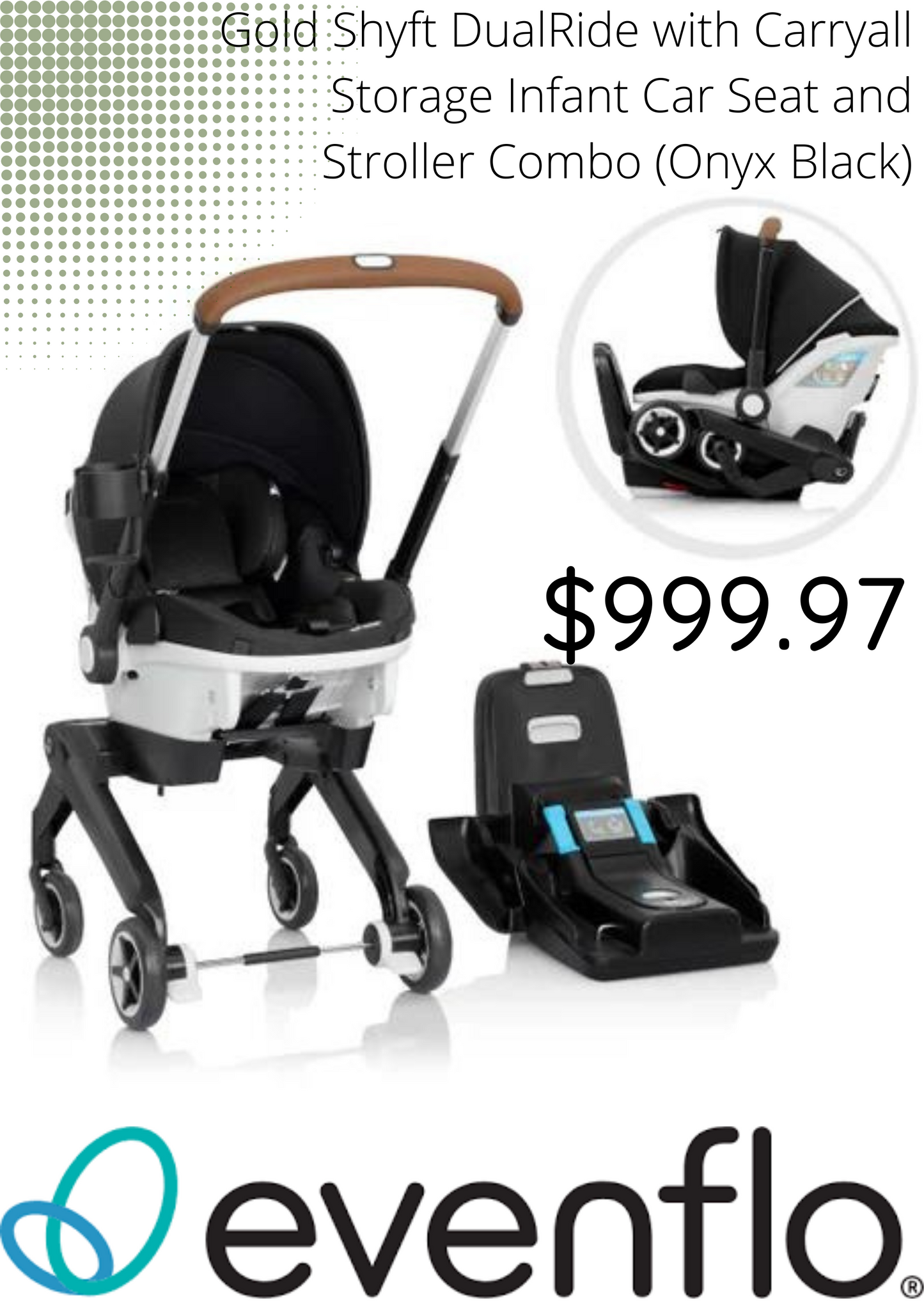 Evenflo - Gold Shyft DualRide with Carryall Storage Infant Car Seat and Stroller Combo (Onyx Black)