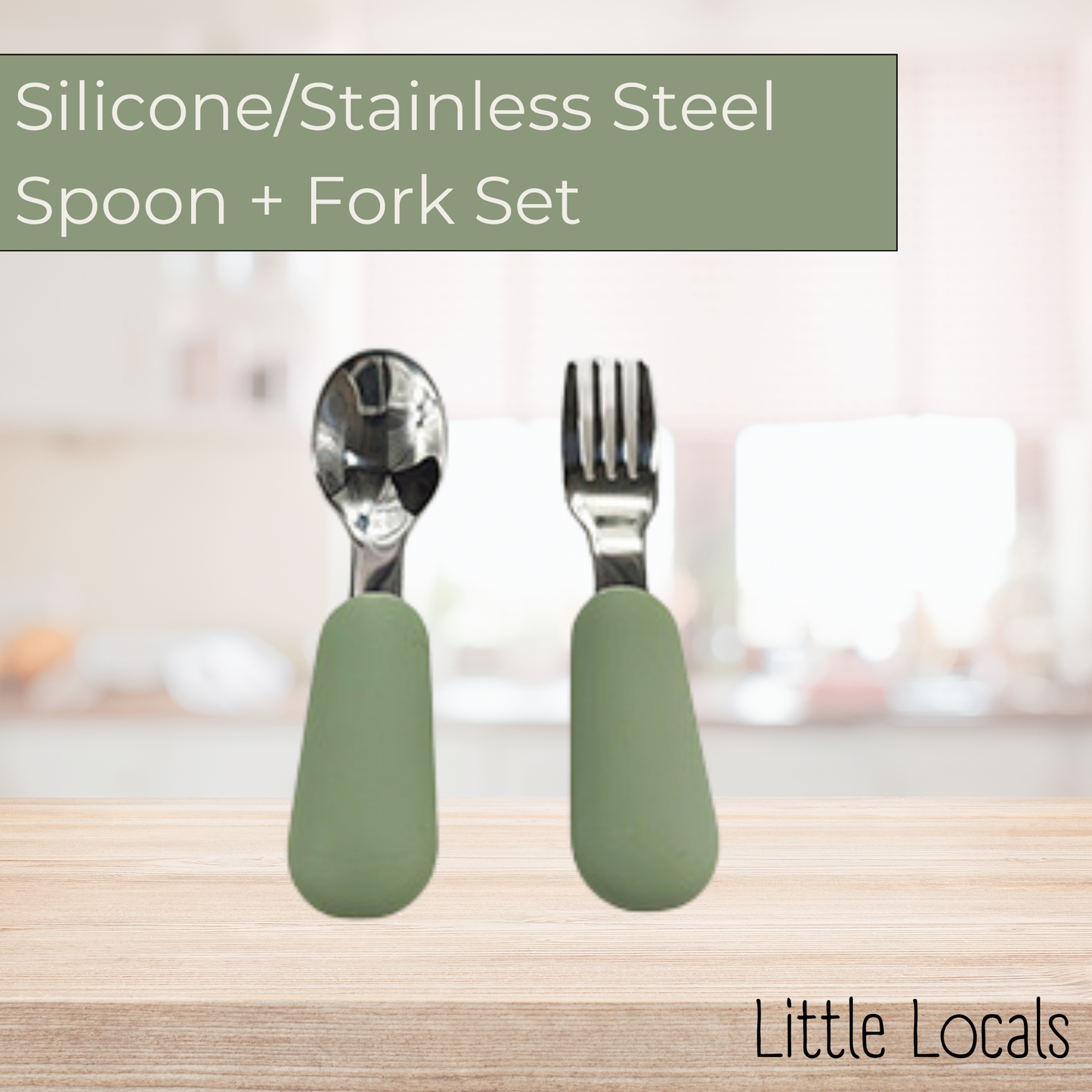 Little Locals Silicone/Stainless Steel Fork + Spoon Set