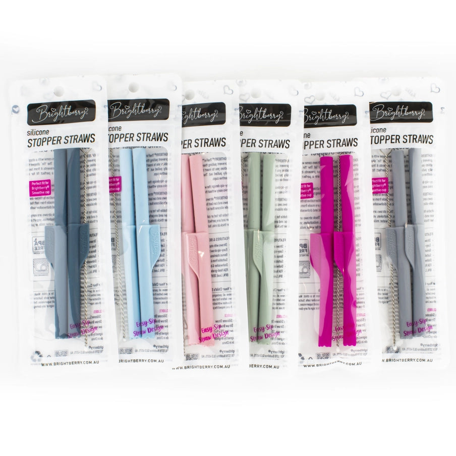Brightberry - Silicone Straws with Stopper (Set of 2)