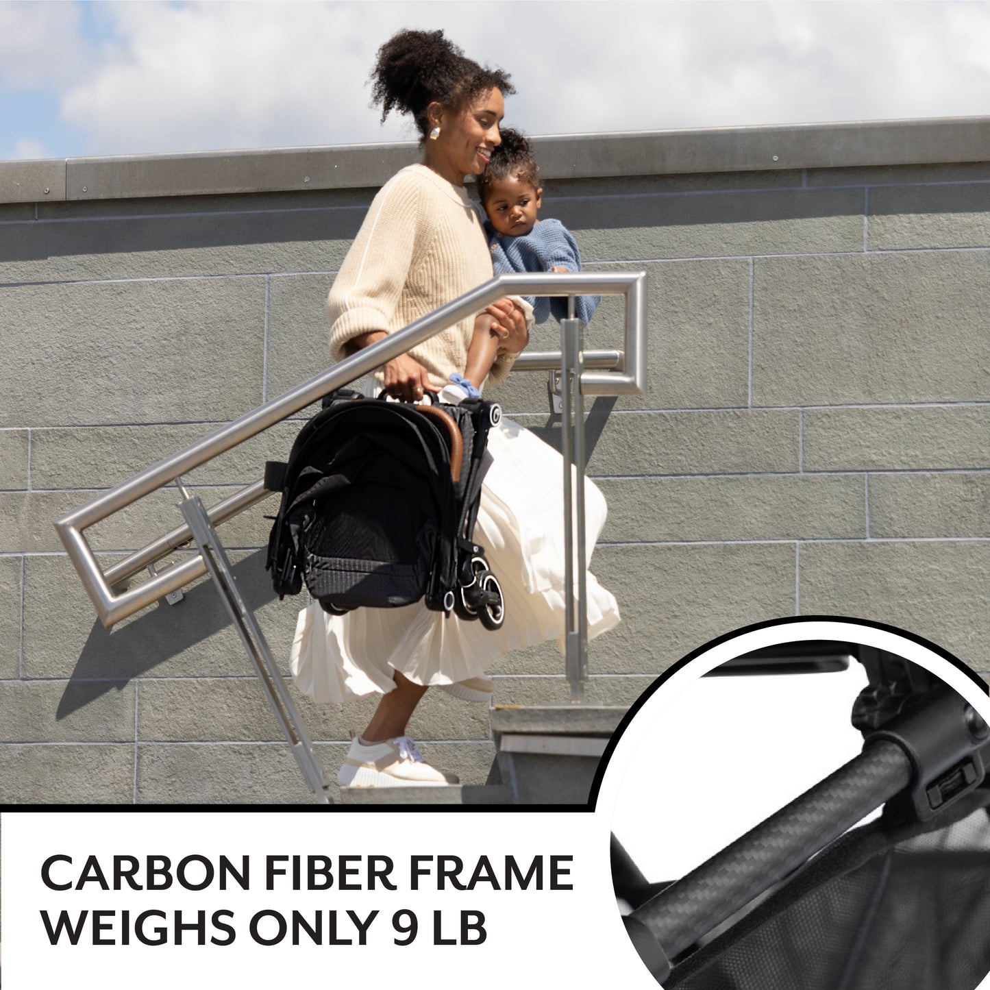 🔥 HOT DEAL🔥 Evenflo - Hummingbird Ultra-Lightweight Carbon Fiber Stroller - Caslon Green