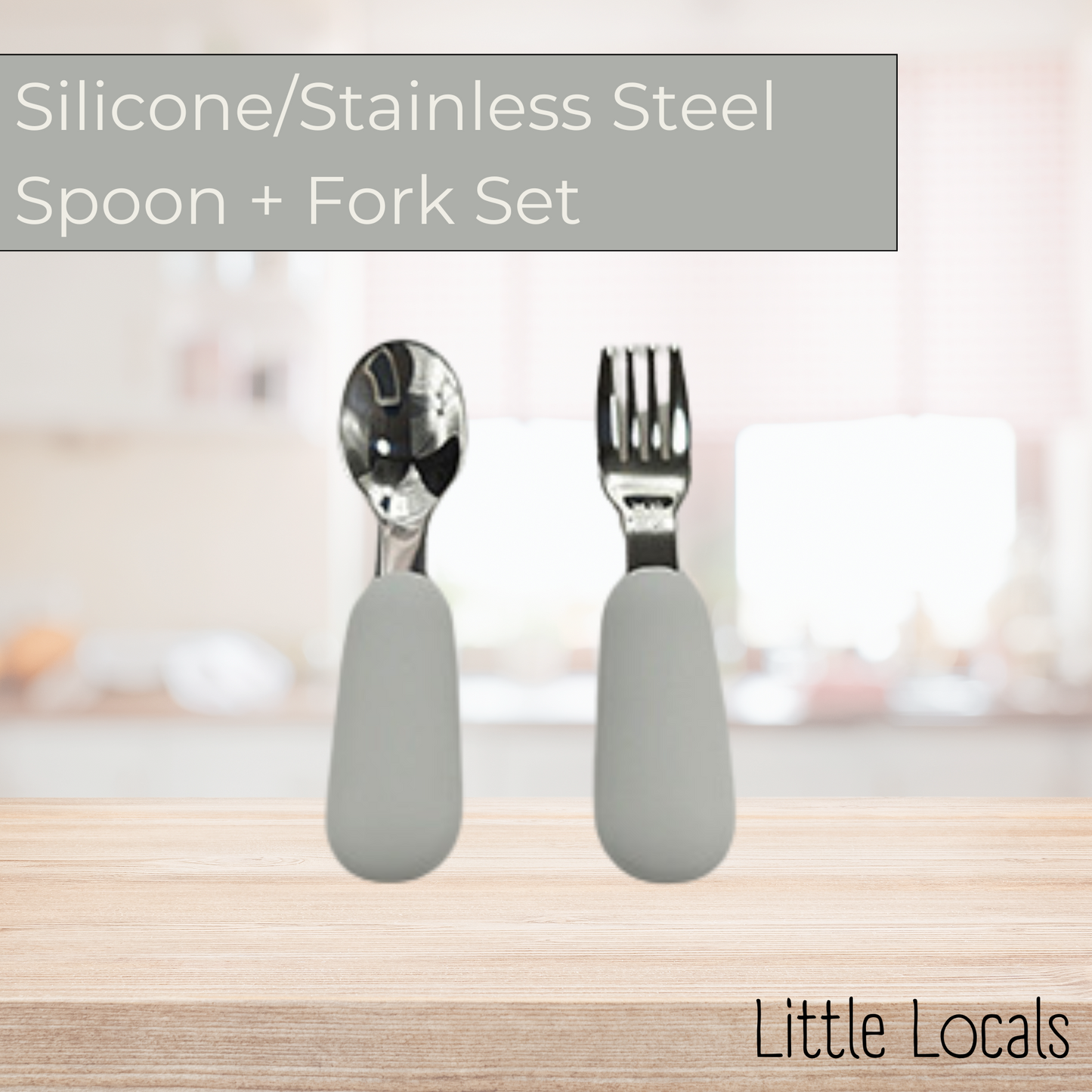 Little Locals Silicone/Stainless Steel Fork + Spoon Set
