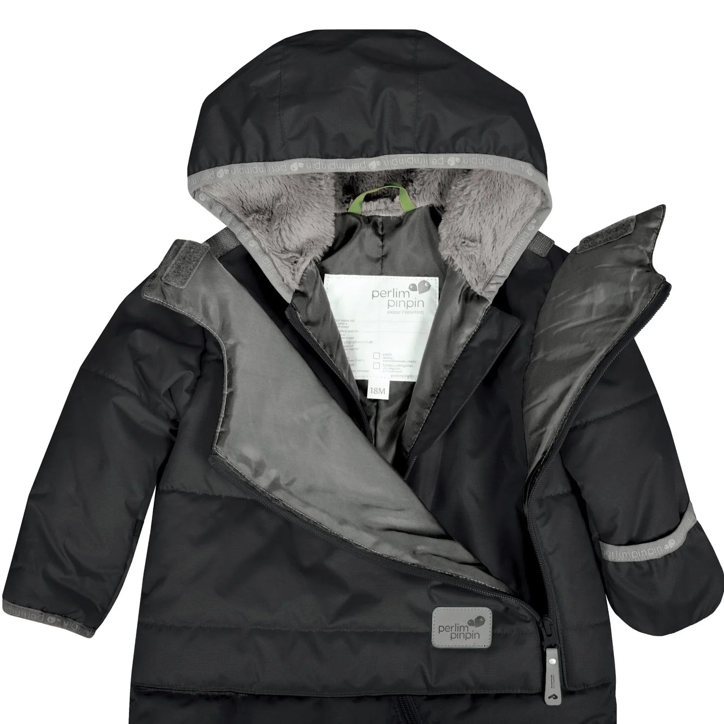 Perlimpinpin - CAR SEAT SAFE - One Piece Baby Snowsuit - Black