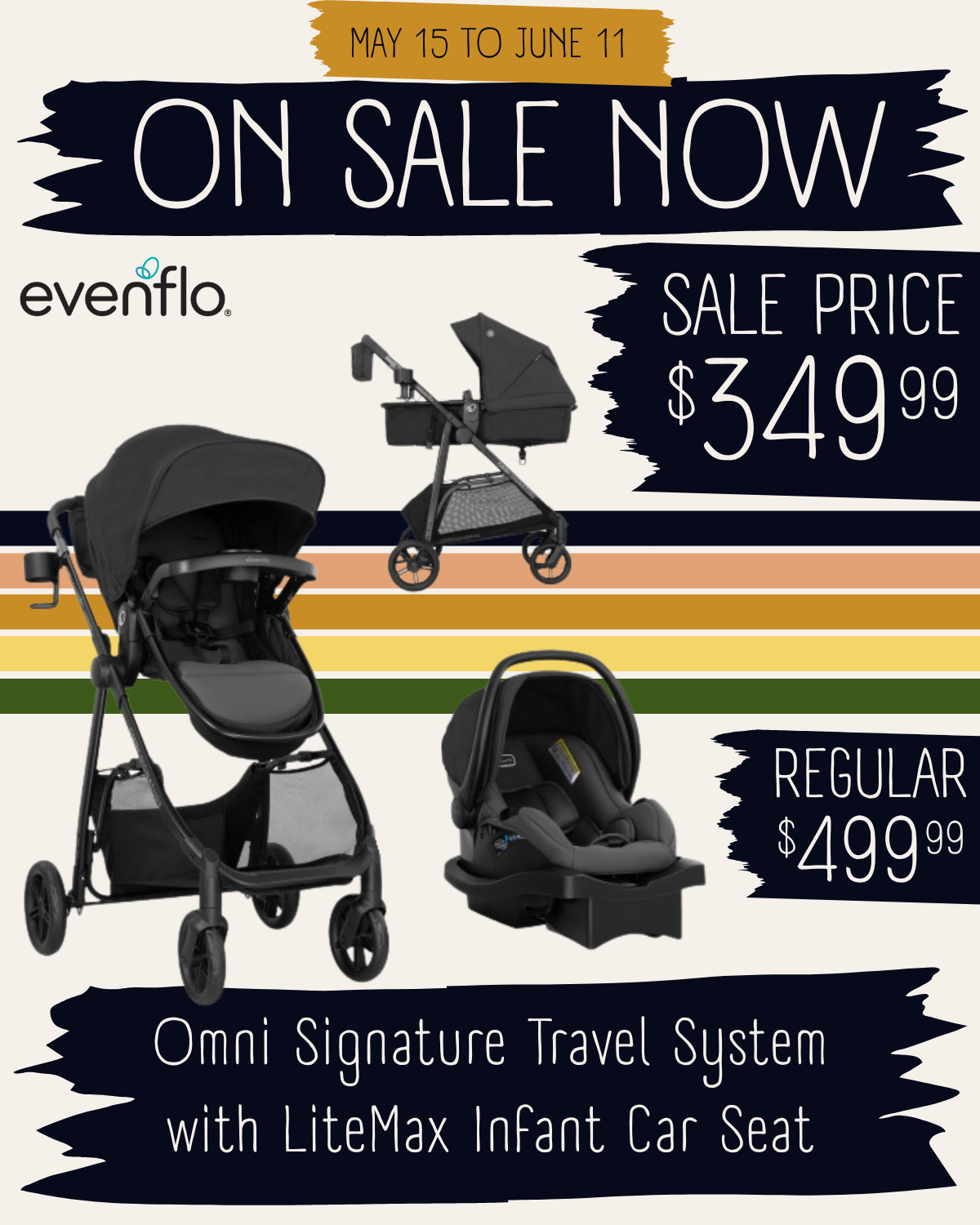 🔥 ON SALE NOW 🔥 Evenflo Omni Signature Travel System with LiteMax Infant Car Seat (Porto Black)