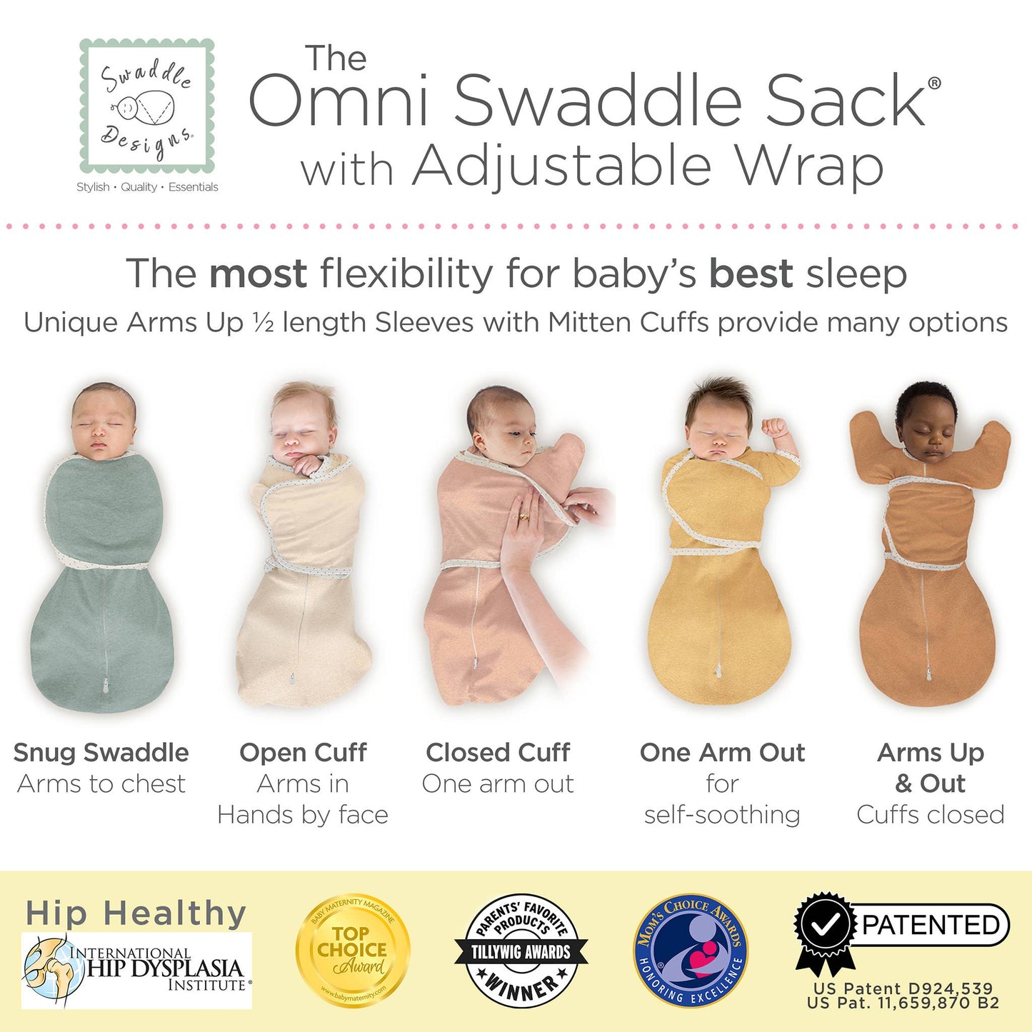 Heathered Green - SwaddleDesigns - Omni Swaddle Sack Newborn 0-3 Mo: Small 0-3 Mo