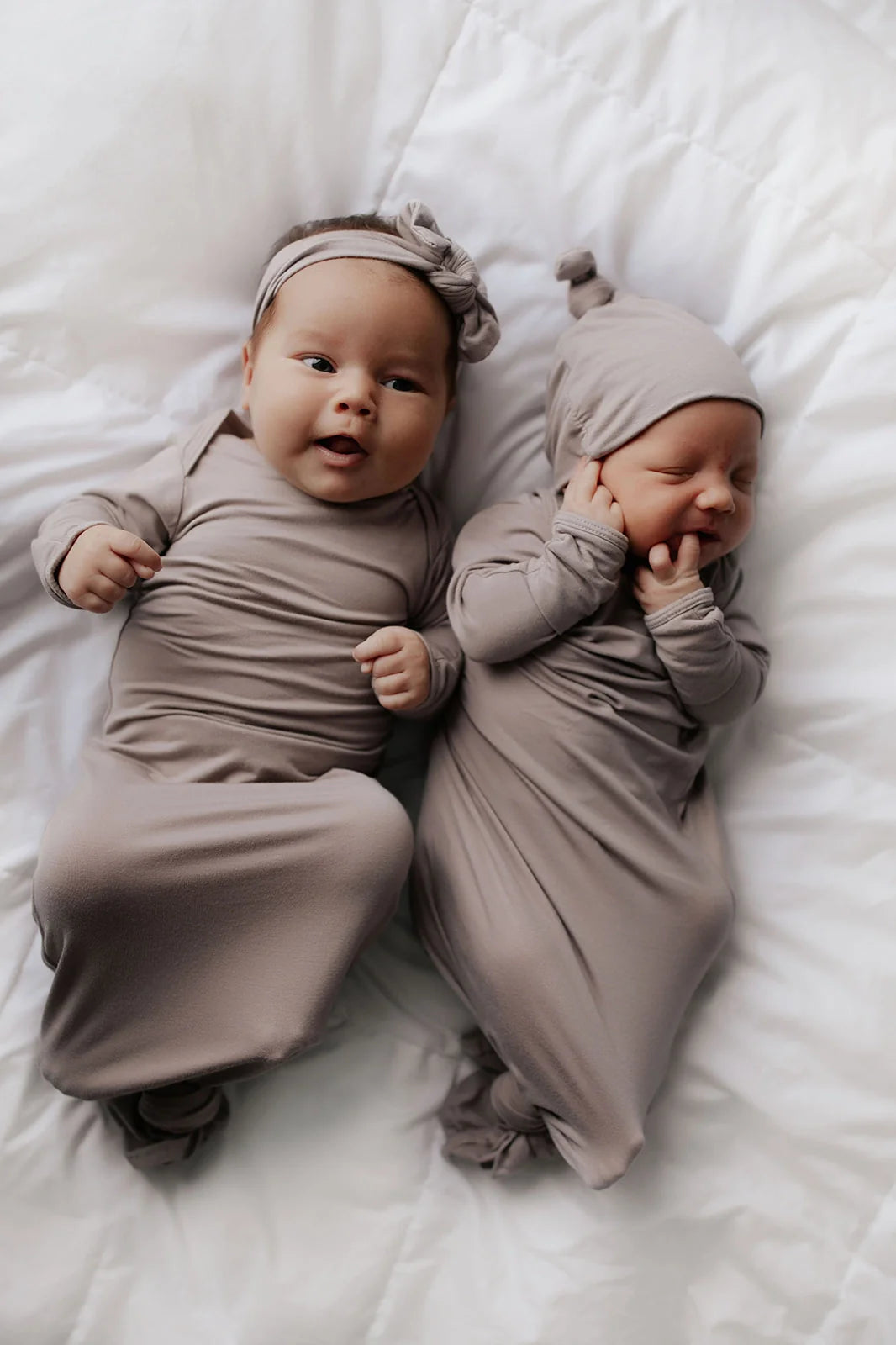 Three Little Tots - Knotted Newborn Gown - Harbour Mist