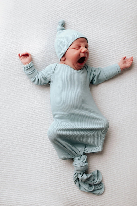 Three Little Tots - Knotted Newborn Gown - Blue Bird