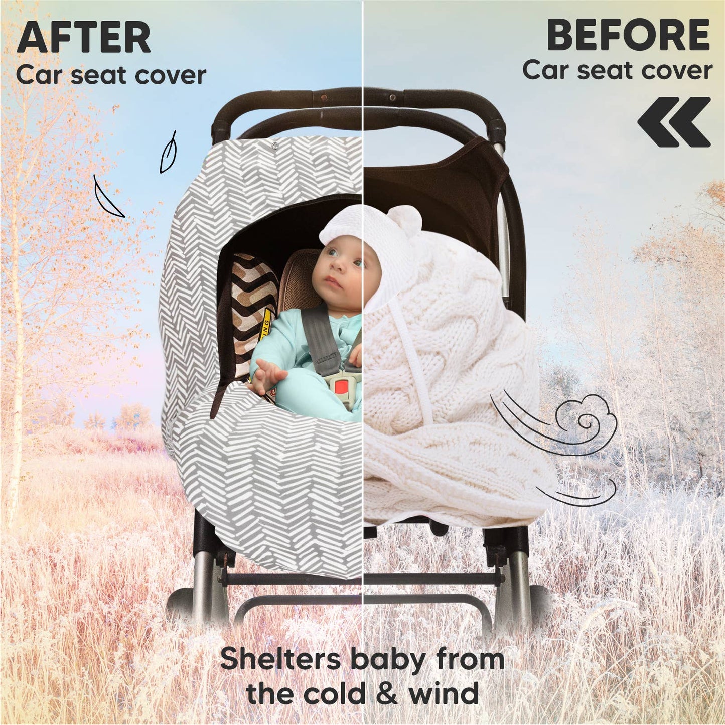 KeaBabies Warmzy Baby Carseat Cover (Herringbone) ARRIVING FIRST WEEK OF DECEMBER
