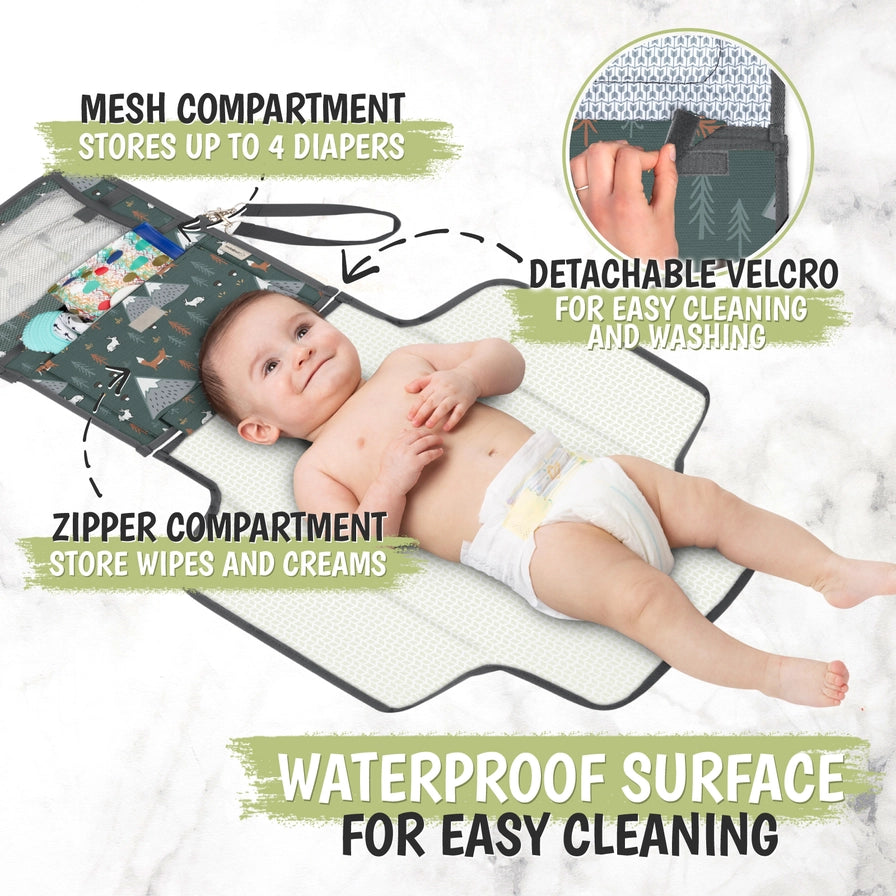 KeaBabies - Ezee Portable Diaper Changing Pad, Foldable Changing Mat