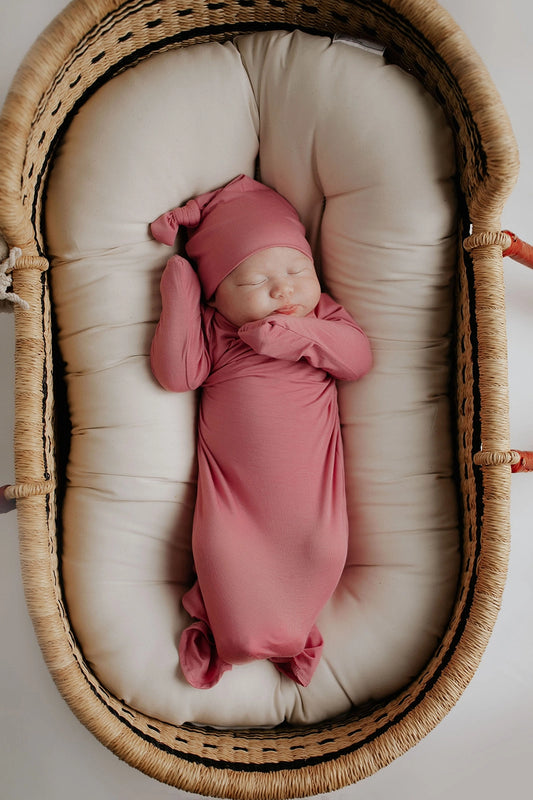 Three Little Tots - Knotted Newborn Gown - Rose