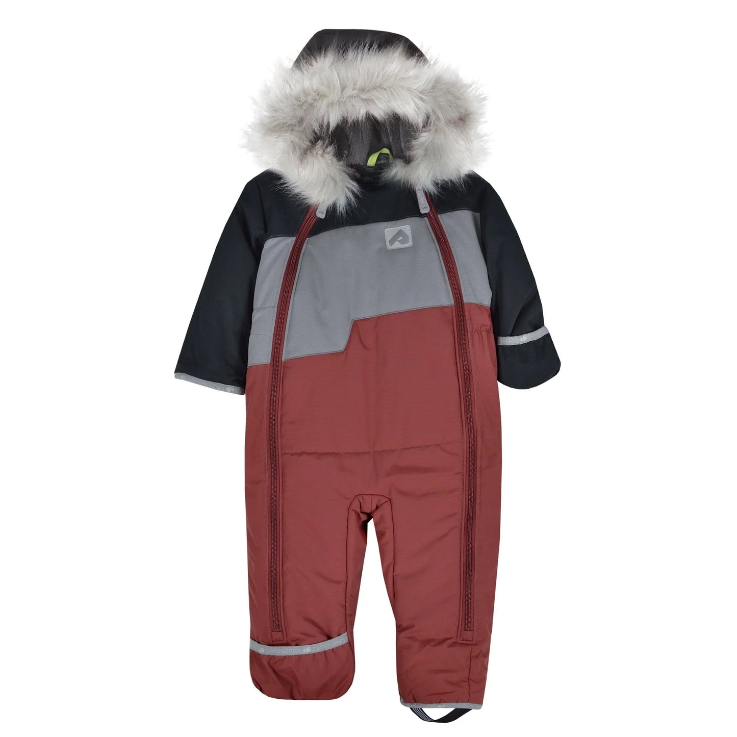 Perlimpinpin - One Piece Baby Snowsuit - Black + Slate + Grenat