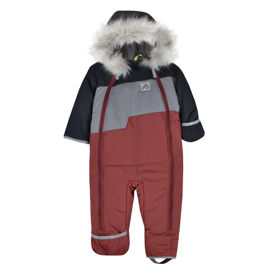 Perlimpinpin - One Piece Baby Snowsuit - Black + Slate  + Grenat