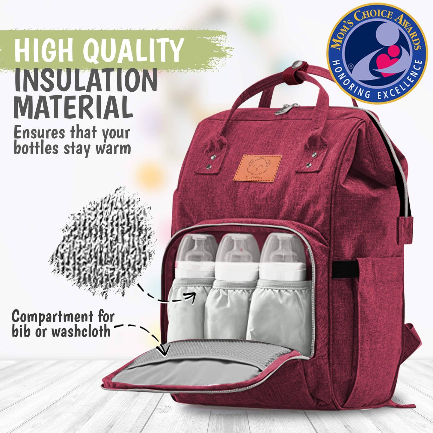 Original Diaper Bag Backpack, Baby Bags with Changing Pad: Wine Red