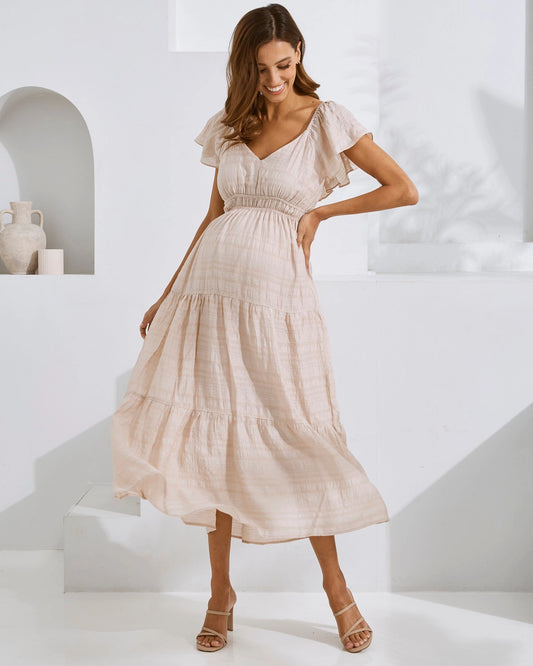 Angel Maternity - Lila Baby Shower Maternity Dress - Nude Pink
