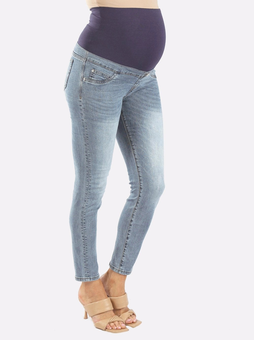 Angel Maternity - Over the Bump Skinny Jeans - Washed Blue