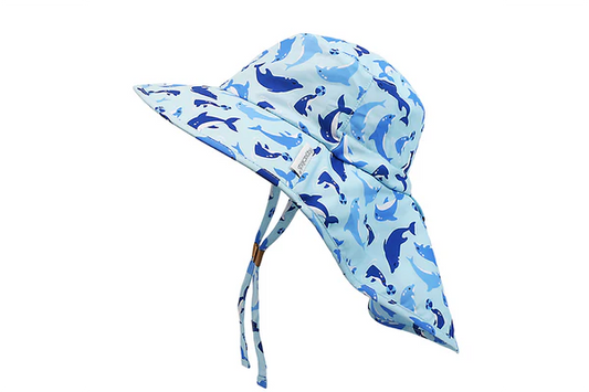 Flap Jack Kids - Sun Hat with Neck Cape - Dolphins