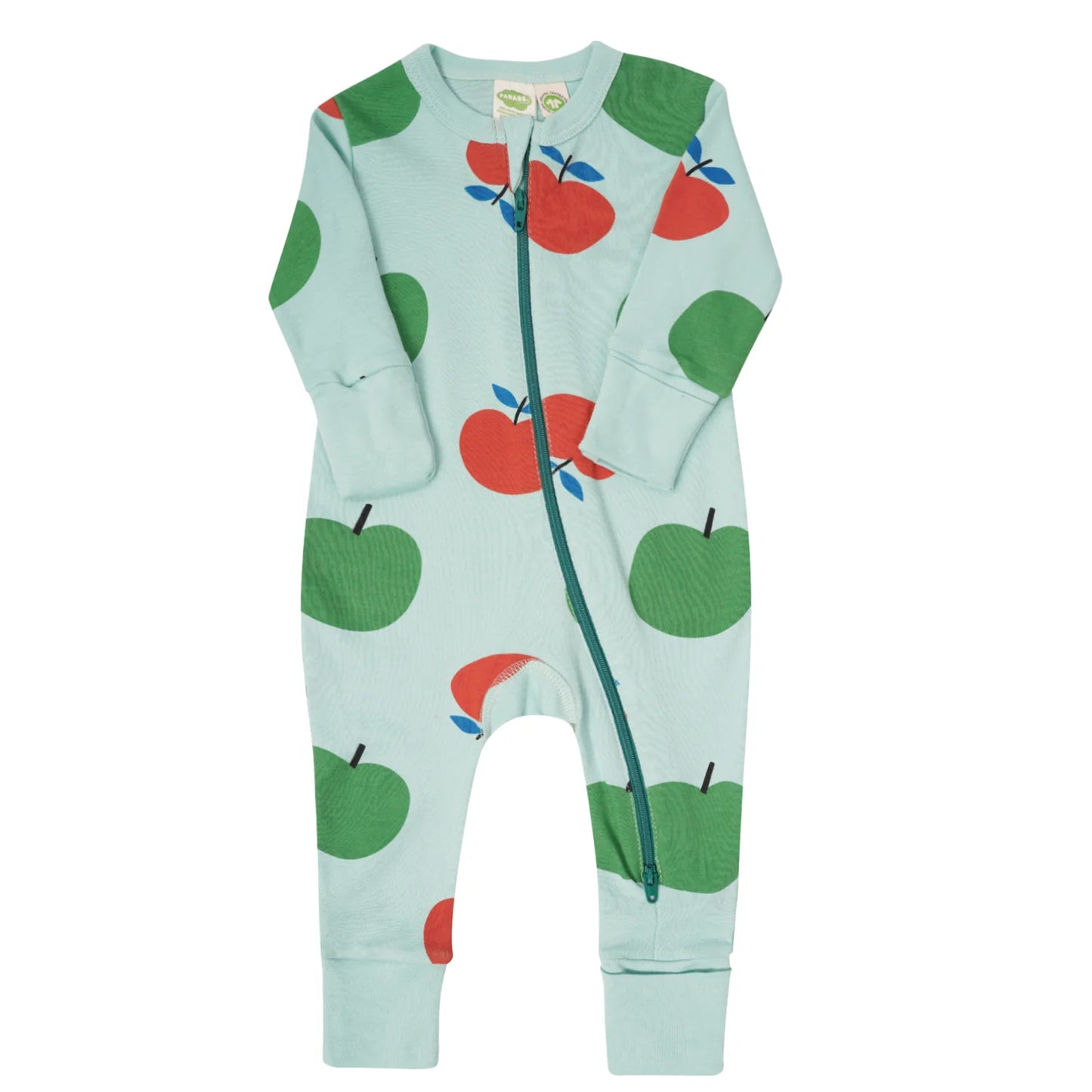 Parade Organic Signature Print '2-Way' Zip Romper - Green Apples