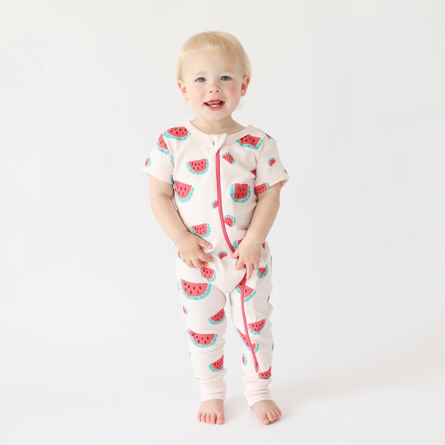 Watermelon - Parade Organics - Organic Signature '2-Way' Zip Romper
