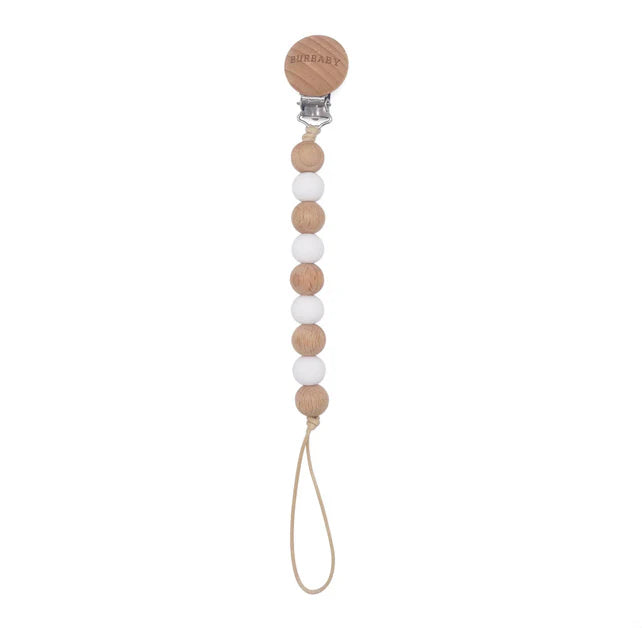 Silicone Pacifier Clip with Beechwood Clip - Rustic Blue