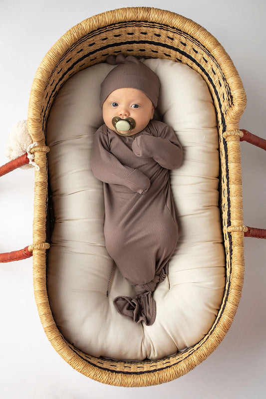 Three Little Tots - Knotted Newborn Gown - Cocoa Brown