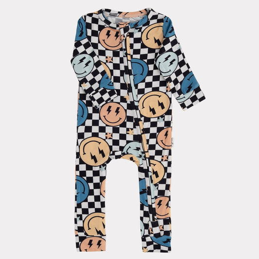 Pip + Phee - Bamboo Footless Sleepers | LE Prints #2: Teal-smiley / 3T