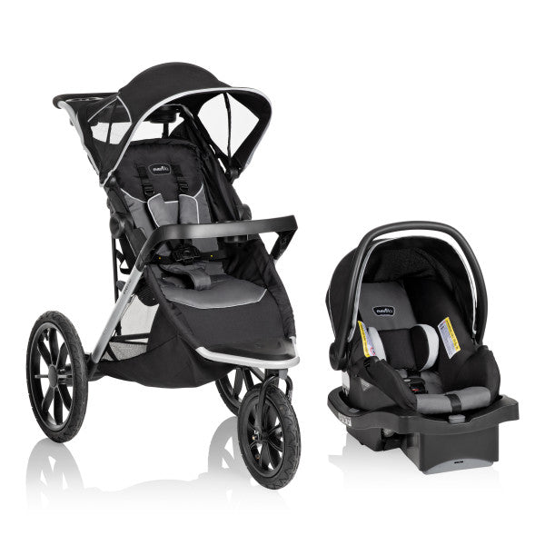 🔥 HOT DEAL 🔥 Evenflo - Victory Plus Jogging Stroller Travel System with LiteMax Infant Car Seat (Gray Scale)