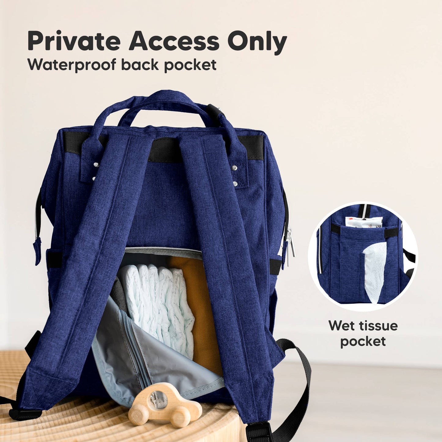 KeaBabies - Original Diaper Bag Backpack, Baby Bags with Changing Pad: Marine Blue