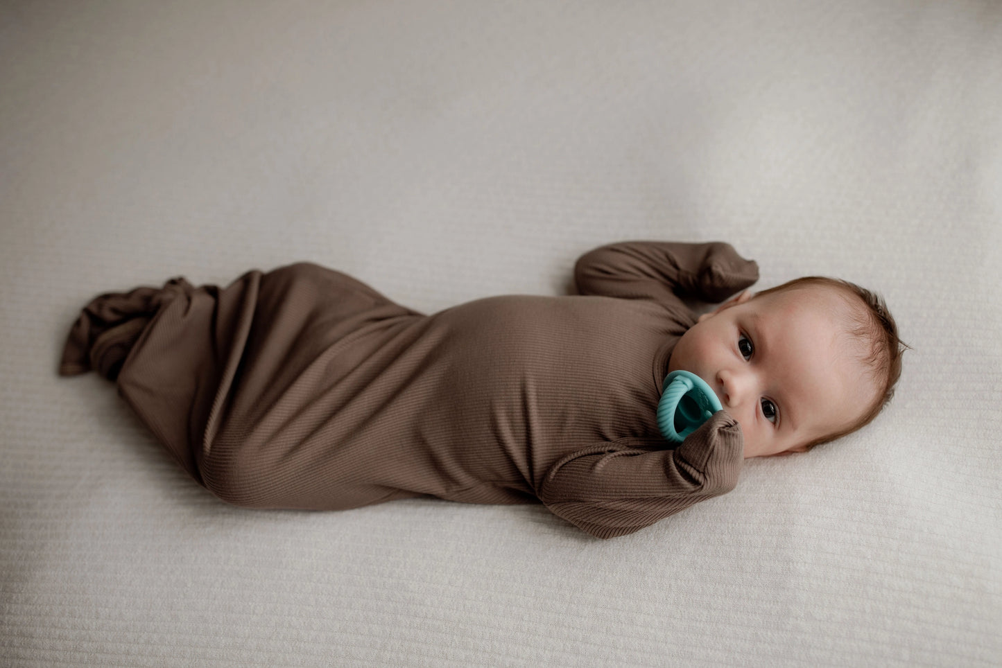 Three Little Tots - Knotted Newborn Gown - Cocoa Brown