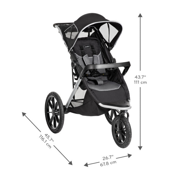 🔥 HOT DEAL 🔥 Evenflo - Victory Plus Jogging Stroller Travel System with LiteMax Infant Car Seat (Gray Scale)