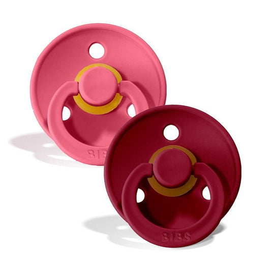 BIBS - Latex Pacifier 2 Pack - Coral + Ruby