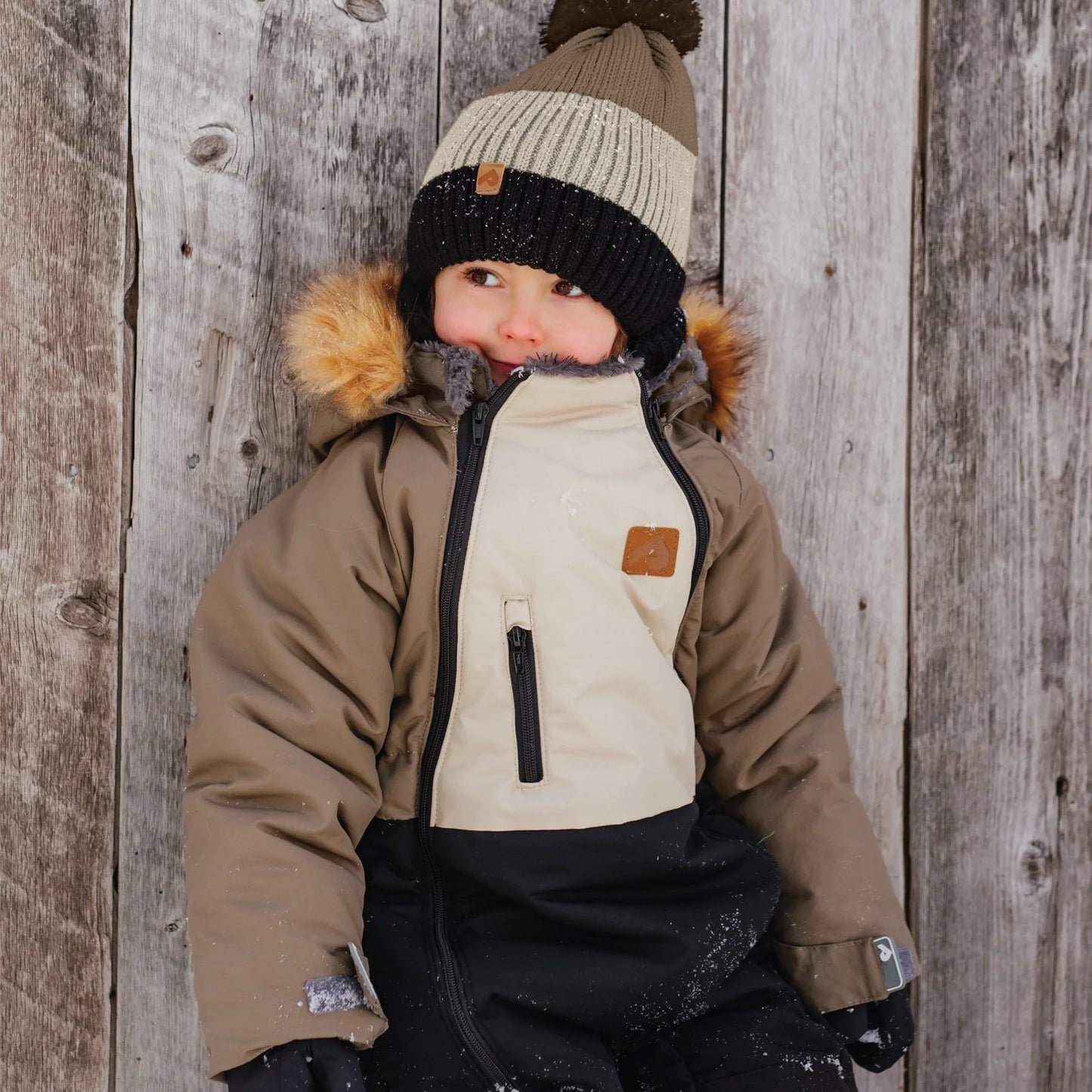 Perlimpinpin - One Piece Toddler Snowsuit - Taupe