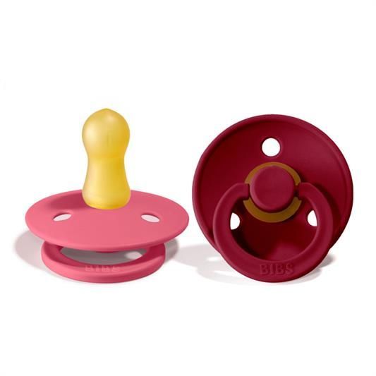 BIBS - Latex Pacifier 2 Pack - Coral + Ruby