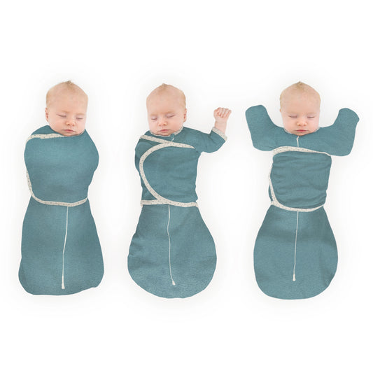 Heathered Teal - SwaddleDesigns - Omni Swaddle Sack Newborn 0-3 Mo: Small 0-3 Mo
