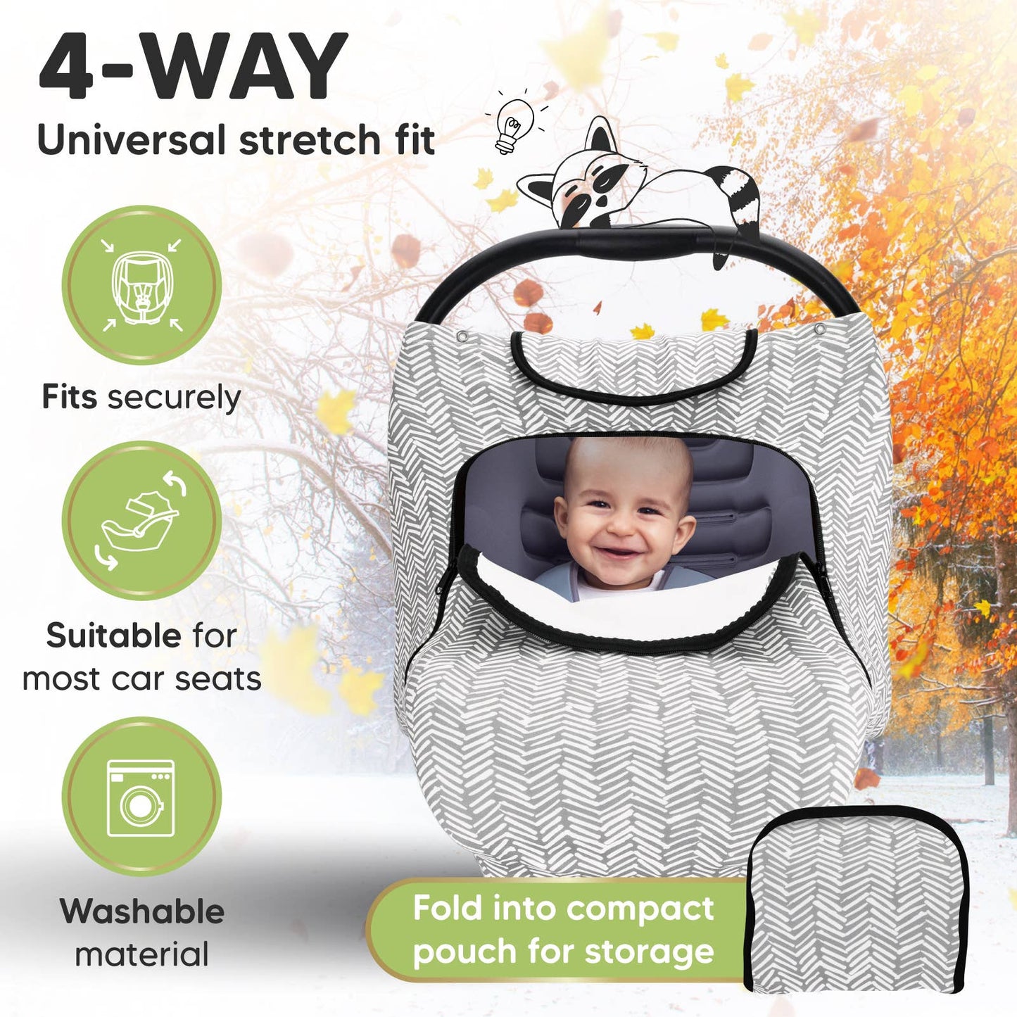 KeaBabies Warmzy Baby Carseat Cover (Herringbone) ARRIVING FIRST WEEK OF DECEMBER