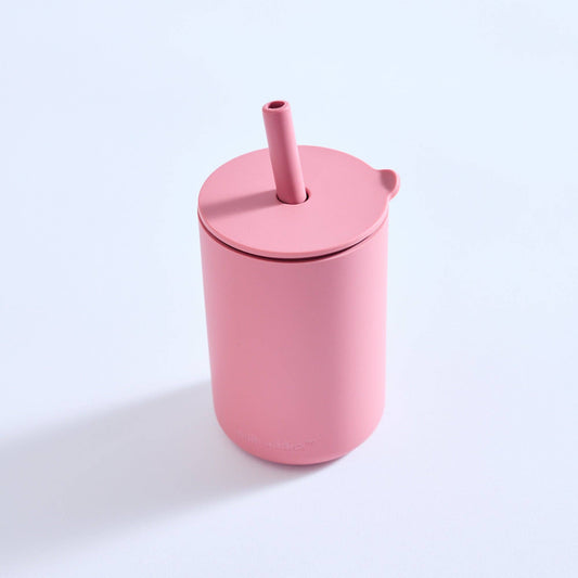 Milk Addict - Milk Addict Silicone Cup And Straw Set: Dusty Rose