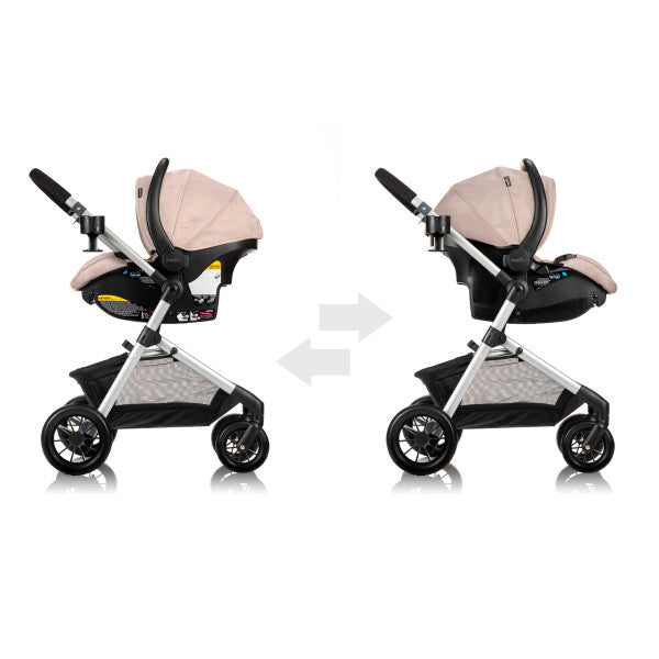 Evenflo Pivot Modular Travel System With SafeMax Car Seat - Sandstone Beige