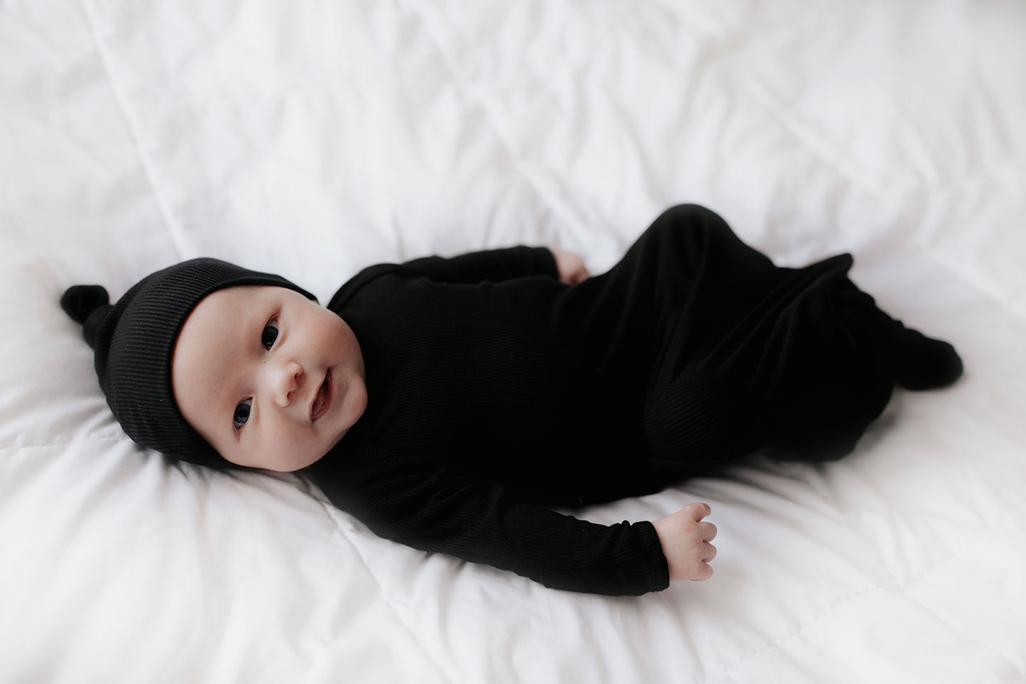 Three Little Tots - Knotted Newborn Gown - Black