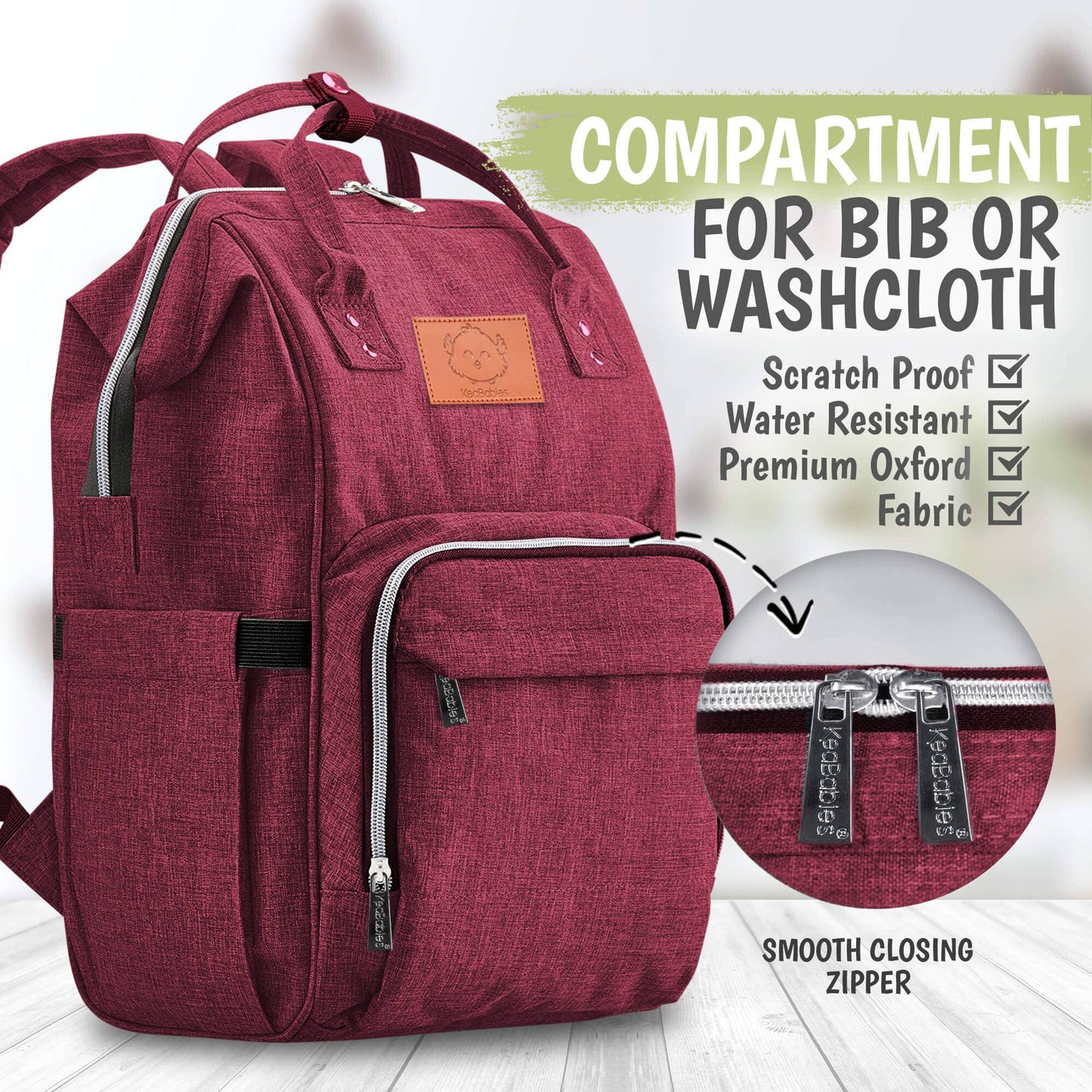 Original Diaper Bag Backpack, Baby Bags with Changing Pad: Wine Red