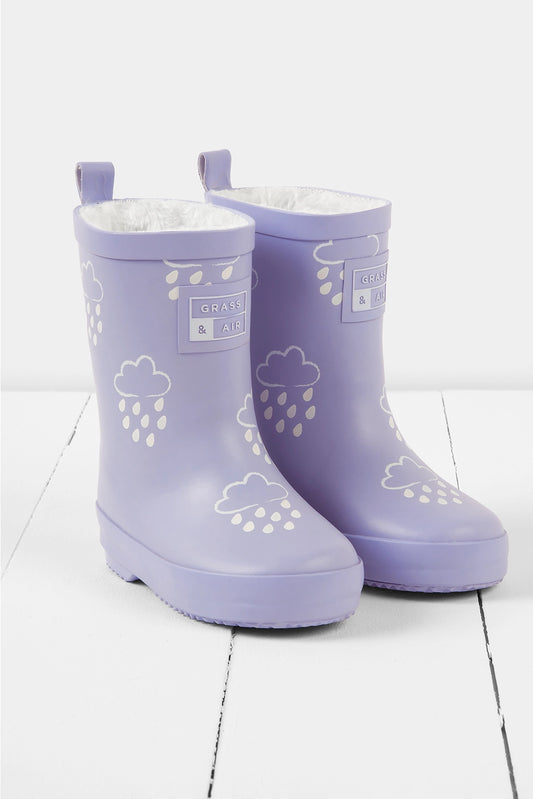 Grass & Air - Colour Changing Rain Boots (Wellies) - Purple Thistles