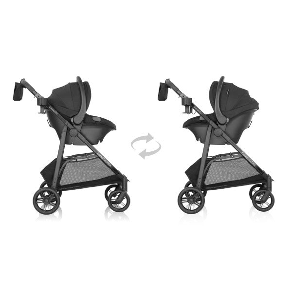 Evenflo Omni Ultra Travel System with Revolve180 LiteMax NXT Rotational Infant Car Seat - Caviar Black