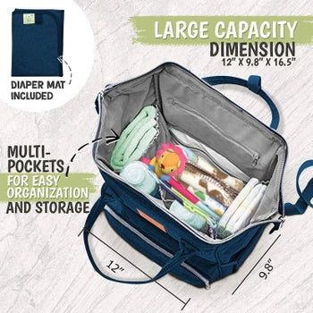 KeaBabies - KeaBabies Original Diaper Bag Backpack (Navy Blue) (7378801098930)