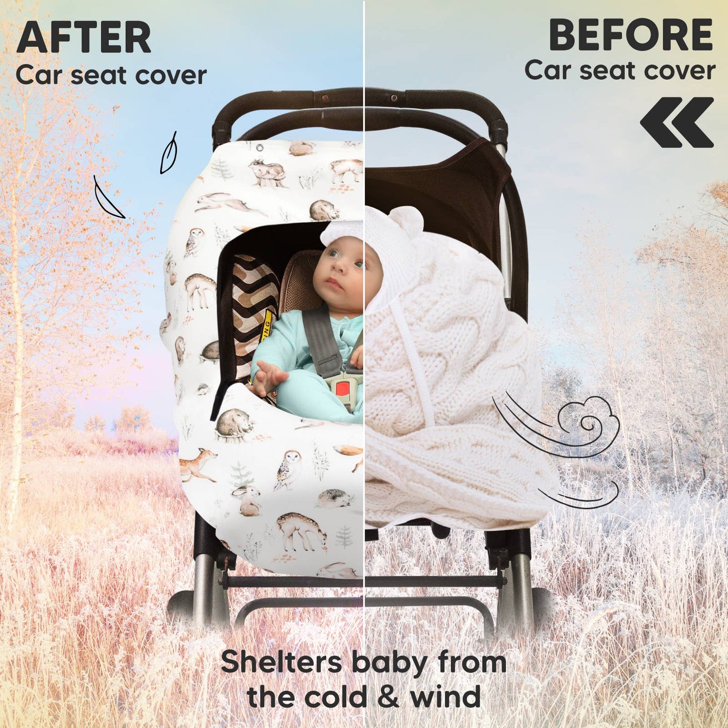 KeaBabies Warmzy Baby Carseat Cover (Arcadia) - ARRIVING FIRST WEEK OF DECEMBER
