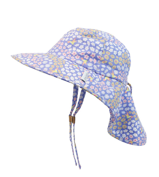 Flap Jack Kids - Sun Hat with Neck Cape - Floral Field