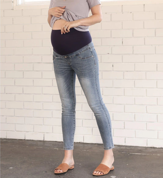 Angel Maternity - Over the Bump Skinny Jeans - Washed Blue