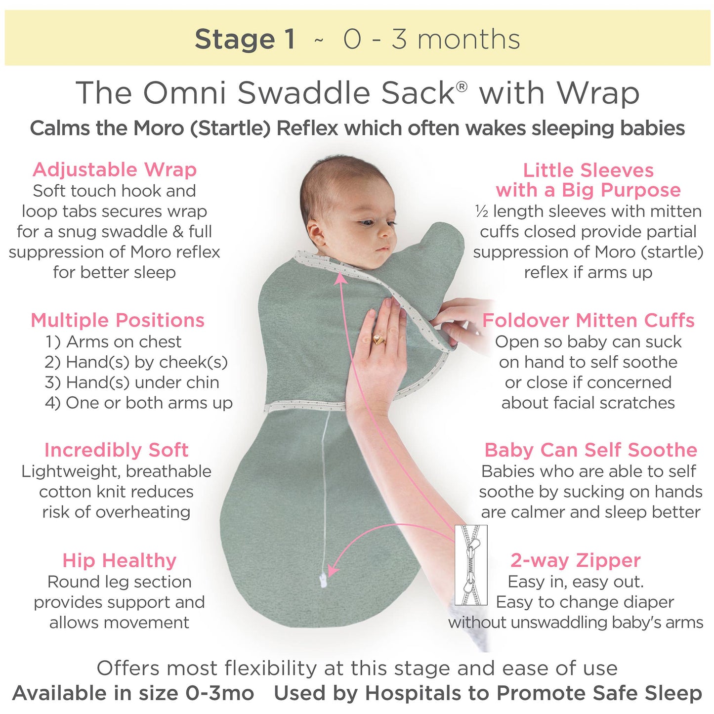 Omni Swaddle Sack, - Heathered Teal - Newborn/0-3 Months