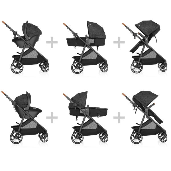 Evenflo Shyft Intuiti Travel System with Revolve180 LiteMax NXT Rotational Infant Car Seat (Black Shale)