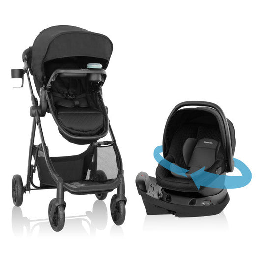 Evenflo Omni Ultra Travel System with Revolve180 LiteMax NXT Rotational Infant Car Seat - Caviar Black